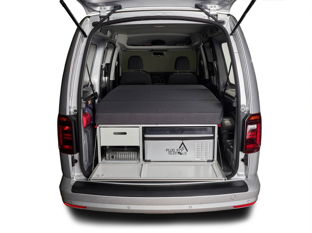 Campingbox COMO Camper 35 im Caddy Maxi mit Matratze und Kühlbox